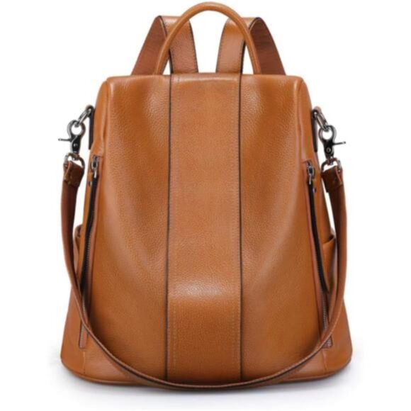 S-ZONE Leather Backpack Purses for Women Antitheft Soft Rucksack Ladies